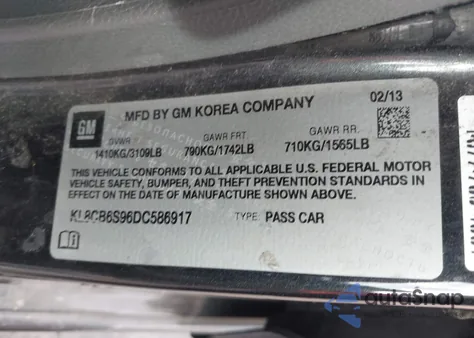 2013 Chevrolet Spark Ls Auto z USA, uszkodzony, nr VIN KL8CB6S96DC586917